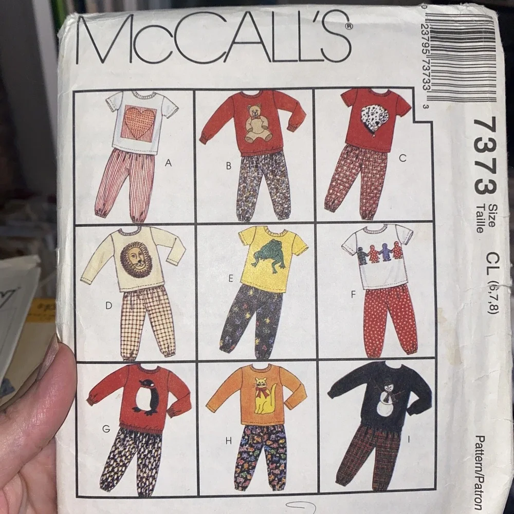 Vintage 1994 McCalls 7373 Childrens Pajamas Sewing Pattern Size 6-8 Cut Complete